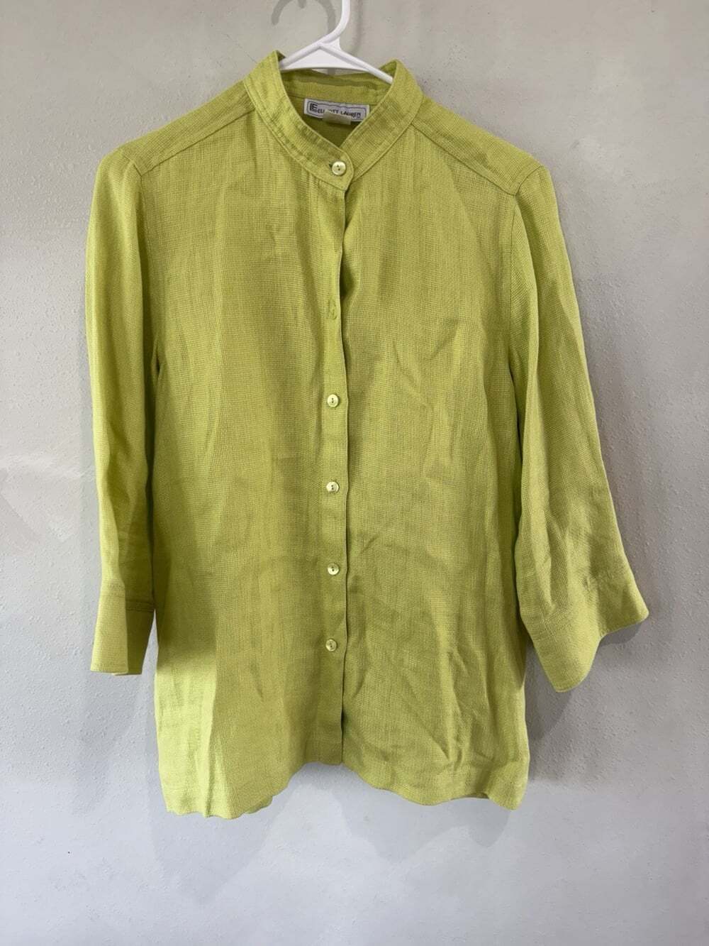 Elliott Lauren Shirt Blouse Women’s 8 3/4 Sleeve Button Up Linen Textured